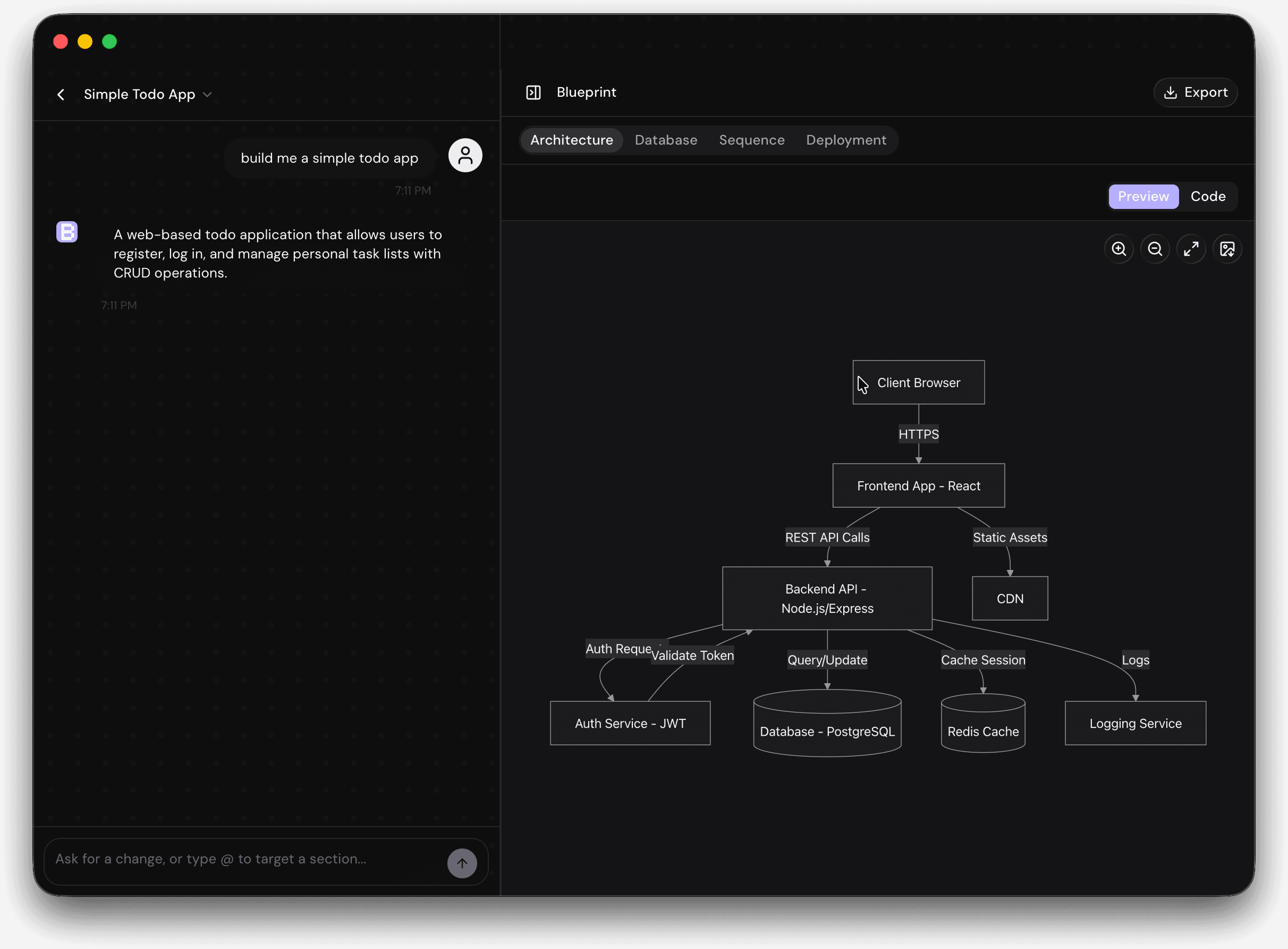 Blueprint System architecture view
