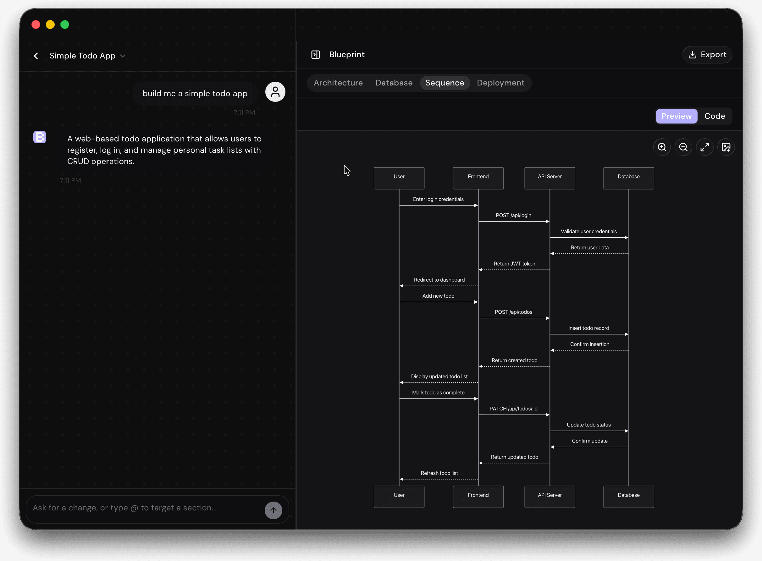 Blueprint Sequence diagrams view